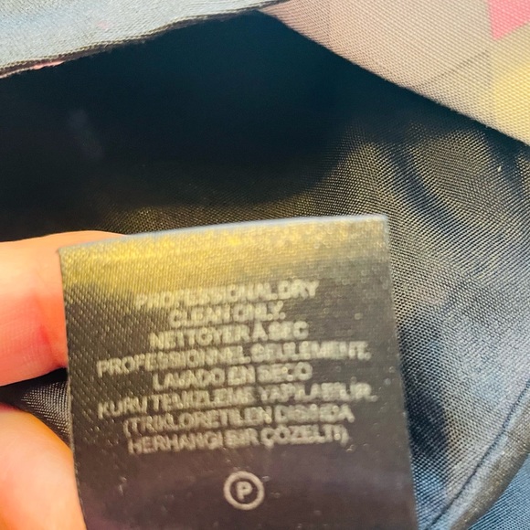 Tibi Black Pink White Abstract Color Block Silk Linen Dress Colorful Career Wear - Picture 10 of 11